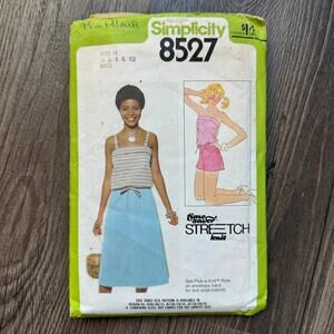 Vintage 1970s Simplicity 8527 Sewing Pattern Womens XXS Top Skirt Short COMPLETE